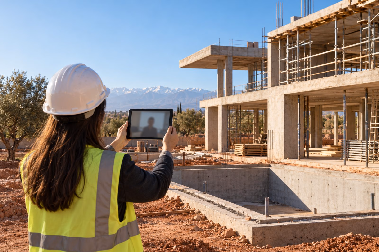 Architect giving a client abroad a live site update from Marrakech